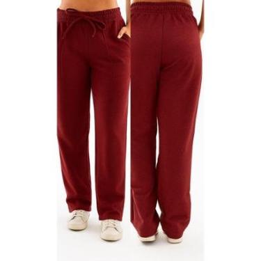 Imagem de Calça Feminina Moletom Pantalona Wide Leg Moda Gringa-Feminino