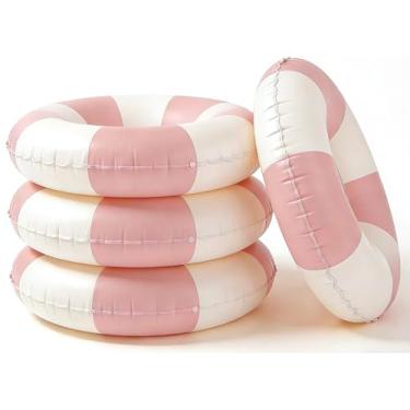 Imagem de 4 peças boias infláveis para piscina, anéis de natação de 89 cm, tubo interno grande, anéis de natação para piscina, espreguiçadeira, boia para festa na piscina e verão (3Q-rosa, 4)