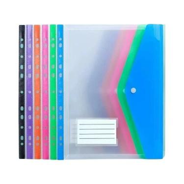 Imagem de Pasta De Arquivo Plástica A4 Com Fechos Adesivos, 11 Furos Para Fichár