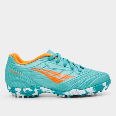 Imagem de Chuteira Society Infantil Penalty Matis XXI, Azul turquesa, Laranja, 3