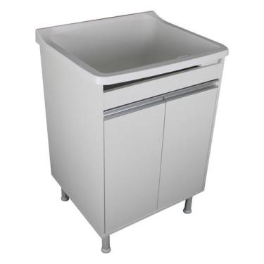 Imagem de Tanque De Lavanderia Gabinete 100% MDF Com Sifão e Válvula - BELLI MÓV