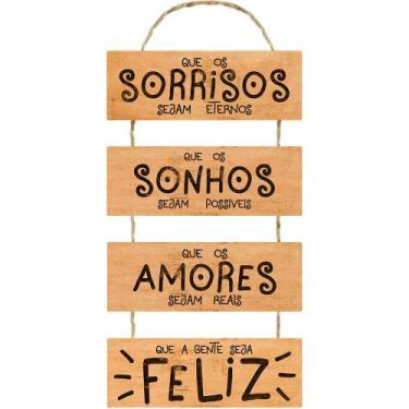 Imagem de PLACA DECORATIVA EM MDF - QUE OS SORRISOS... - 29x65cm - R+ Adesivos