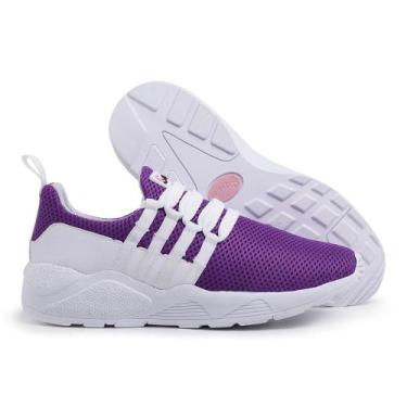 Imagem de Kit Tenis Casual Feminino Com Relogio e Meia - Schiareli, Roxo, 38