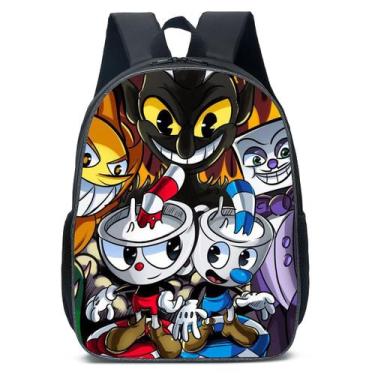 Imagem de Mochila Cupsheads, mochila escolar infantil, impressão 3D, 30x15x40cm 