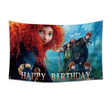 Imagem de Decoração de tapeçaria para pendurar na parede Meridas Happys Birthday