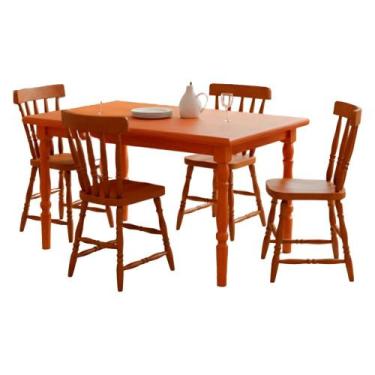 Imagem de Mesa Retangular 126X80 04 Cadeiras Madeira Macica Pes Torneados Marjor