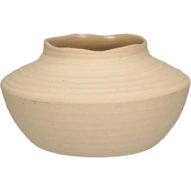Imagem de VASO REDONDO DECORATIVO ENFEITE CASA HOME&CO CERÂMICA 13x20x20cm BEGE