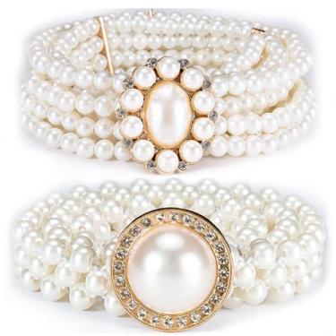 Imagem de Cinto de casamento Barry.Wang Pearl Ivory Sash para vestido de noiva