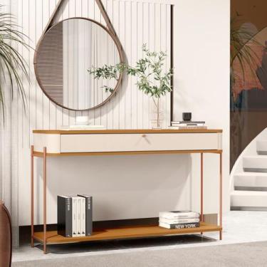 Imagem de Aparador Curvo 1 Gaveta Pés e Puxador em Metal 121cm Tucupí - JB Becha