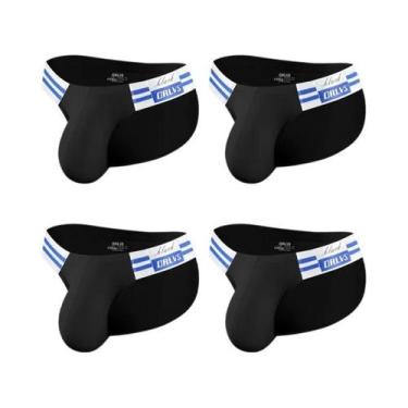 Imagem de Cuecas Masculinas De Algodão Listradas Azul Marinho, Modelo Biquíni De