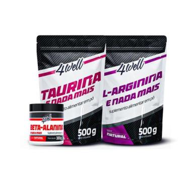 Imagem de Kit Pré-Treino Sem Cafeína Beta Alanina 300g + L - Arginina 4well 500g