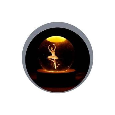 Imagem de Luminária Globo de Vidro Led 3D USB com Base de Madeira 8cm Art House,