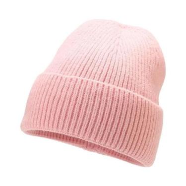 Imagem de Gorro Unissex Quente De Malha Elástica Em Cor Sólida Para Uso Diário N