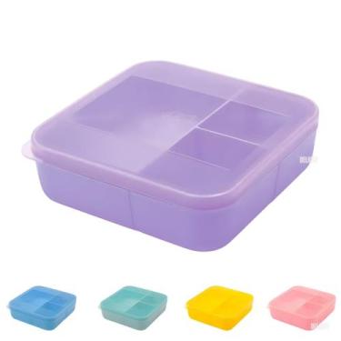 Imagem de Pote Marmita Miami DUP 700ml 3 Divisórias Tampa Hermética Micro-Ondas 