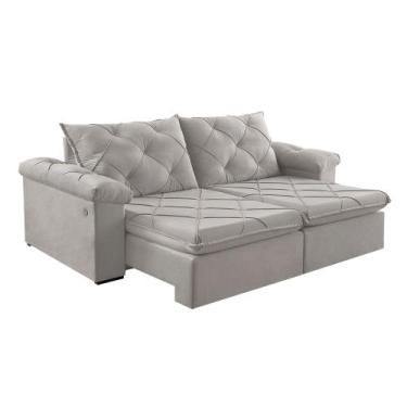 Imagem de Sofá Retrátil e Reclinável Corniso 2,54M Veludo - Blossom Casa, Cinza 