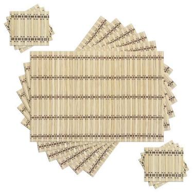 Imagem de Jogo Americano Bambu 12 peças Bege/Bege - Galleria77