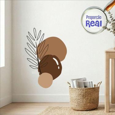 Imagem de Adesivo Floral Boho Marrom Estilo Nórdico 55x80 Minimalista Mod.02
