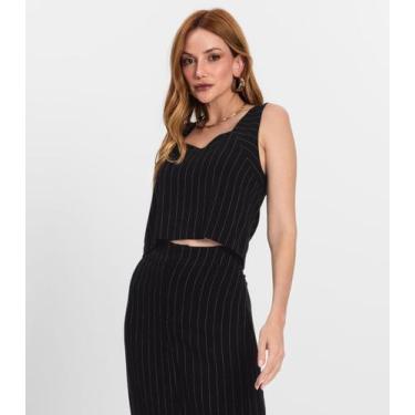 Imagem de Regata Cropped Feminino Decote Quadrado Endless Preto, P, Preto