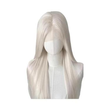 Imagem de Peruca Sintética Longa Lisa Loiro Platina 26 Polegadas 13x4 Com Renda 