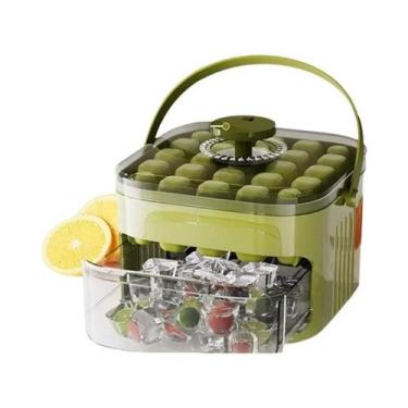 Imagem de Forma De Gelo Compacta De Camada Dupla Com Tampa E Bandeja Deslizante,