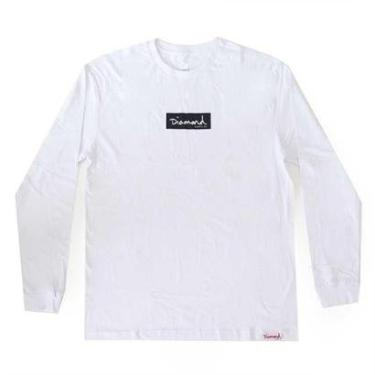 Imagem de Camiseta Manga Longa Diamond OG Script Mini Box Logo - Branco-Masculino