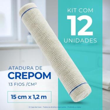 Imagem de Atadura Crepom Texmed Bandagem Elástica 15cmx1.2m Kit 12 Un