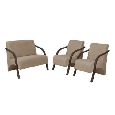 Imagem de Conjunto Poltronas Vênus Braço Madeira Cappuccino - D SALLA