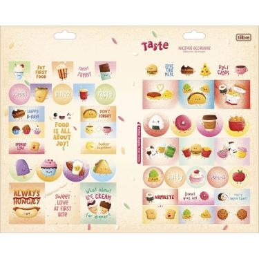 Imagem de Cartela de Adesivos Decorados Tilibra Taste com Designs Modernos e Vibrantes para Cadernos, Planners e Scrapbooks