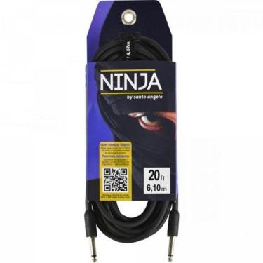 Imagem de Cabo para Instrumentos Musicais Ninja para Guitarra 6,10M com Conectores P10 X P10 Blindados Preto Santo Angelo