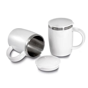 Imagem de Caneca Térmica Coffee Time para Manter Bebidas Quentes Ou Frias em Aço Inox com Tampa d...