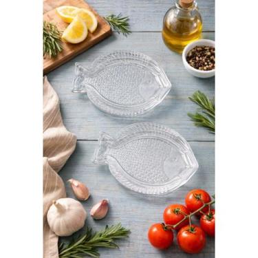 Imagem de Conjunto 2 Travessas de Vidro em Formato de Peixe 24x17cm - YANGZI
