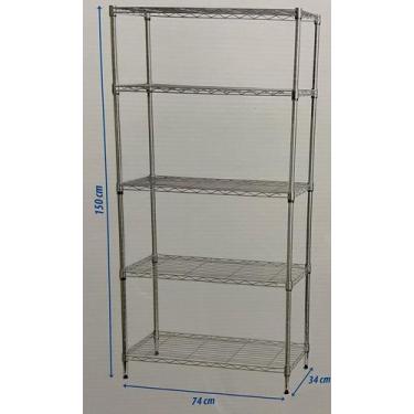 Imagem de Estante Prateleira Aço Cromado 5 andares 150 cm x 74 cm x 34 cm 150 Kg