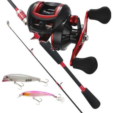 Imagem de Kit Pesca Completo Carretilha Perfil Baixo 19 Rolamentos Vara Carbono 