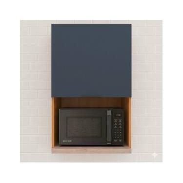 Imagem de Armário de Cozinha Aéreo Bartira Cristal MDP 15mm com Nicho para Micro-ondas e 1 Porta...