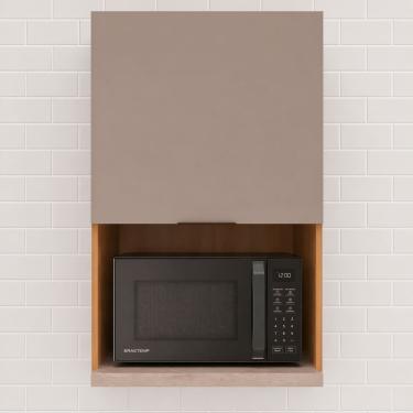 Imagem de Armário de Cozinha Aéreo Bartira Cristal MDP 15mm com Nicho para Micro-ondas e 1 Porta...