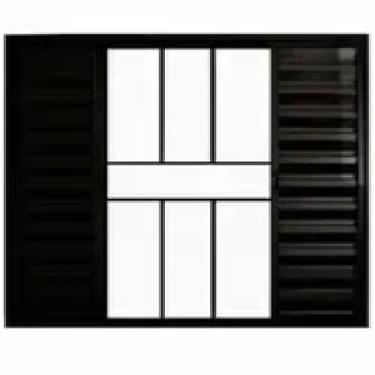 Imagem de Janela Veneziana de Correr 6 Folhas com Grade Alumínio Preto 1.00 X 1.