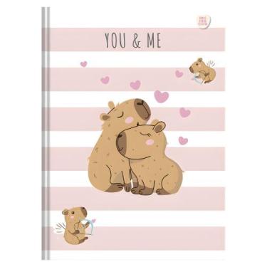 Imagem de Caderno Brochura Grande Universitário Capa Dura CapyCuties Pautado 80 