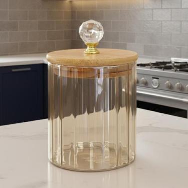 Imagem de Porta Condimentos de Vidro Hermético 500ml com Tampa de Bambu Pote par