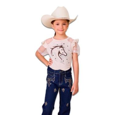 Imagem de Camiseta Country Infantil Feminina Country Cavalos Brilho - Minuty, Pa