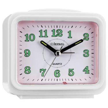 Imagem de Despertador Analógico Quartzo Herweg 2588 021 Branco