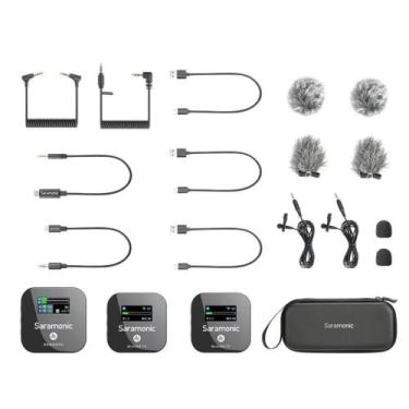 Imagem de Microfone lapela s. fio duplo 2.4ghz p/ android ios e câmera - SARAMON