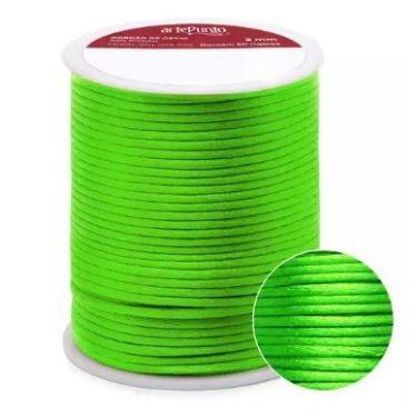 Imagem de Cordão de cetim 2mm arte punto cd001 cor 160 verde neon 50 metros - AR