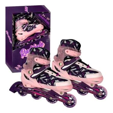 Imagem de Patins Infantil Inline Radikale Rosa Unitoys Ajustável 34 ao 37 com Fr