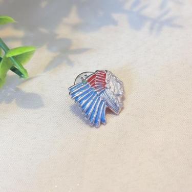 Imagem de Broche Pequeno Pagé com Penas  Prateado com Esmaltação Colorida - Pist