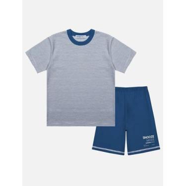 Imagem de Pijama Infantil Menino Camiseta E Bermuda Snooze Azul Divertto - Diver