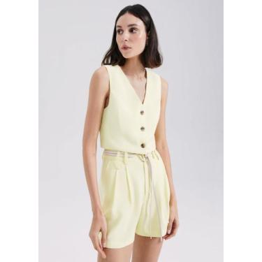 Imagem de Colete Feminino Cropped Em Viscose - HERING ADULTO, P, Amarelo