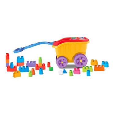 Imagem de Brinquedo Carrinho De Mão Infantil Com Blocos Didáticos - DIVERTOYS