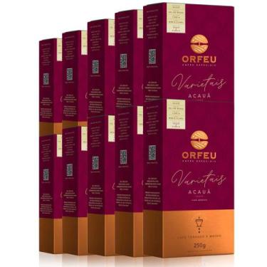 Imagem de Café Moído Premium Orfeu Sabor Acauã Kit 10 Pacotes de 250g