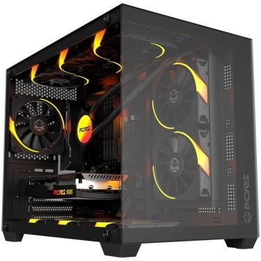 Imagem de Gabinete Gamer Mid-Tower Forcefield V2 Black Vulcan Aquário com Vidro Temperado Preto Pcyes