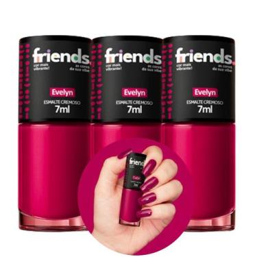 Imagem de Kit 3 Esmalte Rosa Cremoso Evelyn Friends 7ml Cor Vibrante